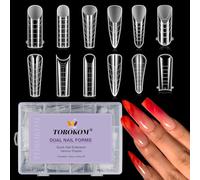 TOROKOM 288PCS Forme Duali per Gel Poly - Stampini Stiletto/Ballerina/Bara - 12 Forme per Ricostruzione Unghie con Gel - Kit per Nail Art, Salon e Fai Da Te