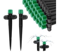 TOROKOM 35 pezzi di gocce per irrigazione, 2 forme di irrigazione a goccia con spruzzi bloccabili 1/4" tubi regolabili a 360 gradi con 8 fori per gocciolatore a flusso d'acqua bloccabile per
