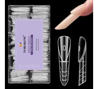TOROKOM 3D Space French Dual Nail Forms, 150 Pezzi Forme per Estensione Unghie French, 15 Misure Forme Riutilizzabili per Poly Gel, Builder Gel, Nail Extension DIY e Uso Professionale (Lunga)