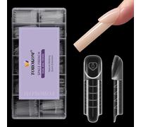 TOROKOM 3D Space French Dual Nail Forms, 150Pezzi, 15Misure, Quadrato Lungo