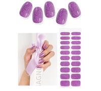 TOROKOM Strisce Gel Semi Polimerizzate, 20PCS UV Adesivi Unghie Trasparente Avvolgimenti Gel per Manicure Domestica Fai Da Te Strisce di Qualità con Strumento Lima (Glitter viola, Lunga)