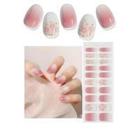 TOROKOM Strisce Gel Semi Polimerizzate, 20PCS UV Adesivi Unghie Trasparente Avvolgimenti Gel per Manicure Domestica Fai Da Te Strisce di Qualità con Strumento Lima (Fiore rosa, Lunga)