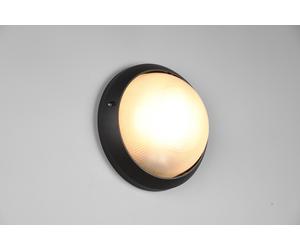 Torolo plafoniera applique da esterno tonda fusione di alluminio nera e vetro sa