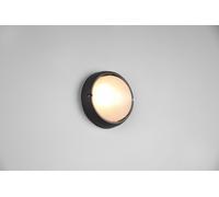 TOROLO PLAFONIERA APPLIQUE DA ESTERNO TONDA FUSIONE DI ALLUMINIO NERA E VETRO SATINATO D. 19CM IP44 1 LUCE ATTACCO E27