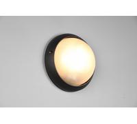 TOROLO PLAFONIERA APPLIQUE DA ESTERNO TONDA FUSIONE DI ALLUMINIO NERA E VETRO SATINATO D. 25,8CM IP44 1 LUCE ATTACCO E27