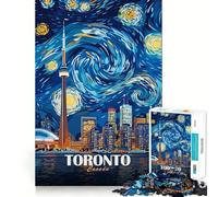 Toronto, Canada - Puzzle difficile in stile Notte stellata per adulti, 1000 pezzi, ricordo, miglioramento, rilassante, taglio nitido, 38x52cm