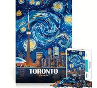 Toronto, Canada - Puzzle difficile in stile Notte stellata per adulti, 1000 pezzi, stimola la memoria, calma, evasione, bordi stretti, regalo speciale 50x75cm