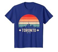 Toronto Canada Viaggio retrò Tramonto Maglietta, Bambini, Blu Reale, 8 Anni