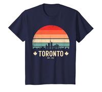 Toronto Canada Viaggio retrò Tramonto Maglietta, Bambini, Navy, 12 Anni