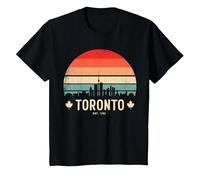 Toronto Canada Viaggio retrò Tramonto Maglietta, Bambini, Nero, 4 Anni