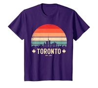 Toronto Canada Viaggio retrò Tramonto Maglietta, Bambini, Viola, 4 Anni