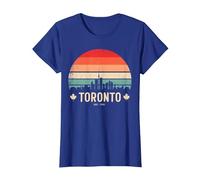 Toronto Canada Viaggio retrò Tramonto Maglietta, Donna, Blu Reale, XS