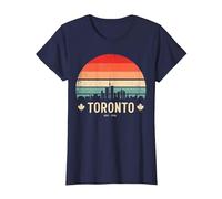 Toronto Canada Viaggio retrò Tramonto Maglietta, Donna, Navy, XL