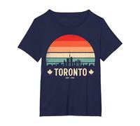 Toronto Canada Viaggio retrò Tramonto Maglietta, Donna Plus-Size, Navy, 5X