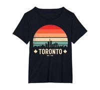 Toronto Canada Viaggio retrò Tramonto Maglietta, Donna Plus-Size, Nero, 1X