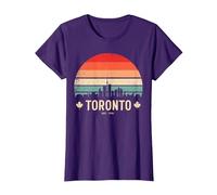 Toronto Canada Viaggio retrò Tramonto Maglietta, Donna, Viola, 3XL