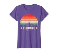 Toronto Canada Viaggio retrò Tramonto Maglietta, Donna, Viola mélange, 3XL