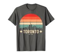 Toronto Canada Viaggio retrò Tramonto Maglietta, Uomo, Asfalto, XL