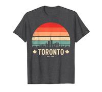 Toronto Canada Viaggio retrò Tramonto Maglietta, Uomo, Grigio Scuro, 4XL