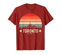Toronto Canada Viaggio retrò Tramonto Maglietta, Uomo, Mirtillo Rosso, XL