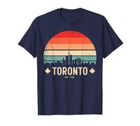Toronto Canada Viaggio retrò Tramonto Maglietta, Uomo, Navy, 5XL