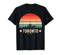 Toronto Canada Viaggio retrò Tramonto Maglietta, Uomo, Nero, XL