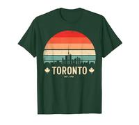 Toronto Canada Viaggio retrò Tramonto Maglietta, Uomo, Verde Foresta, S
