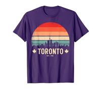 Toronto Canada Viaggio retrò Tramonto Maglietta, Uomo, Viola, 3XL