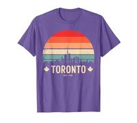 Toronto Canada Viaggio retrò Tramonto Maglietta, Uomo, Viola mélange, 3XL