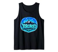 Toronto, skyline della città, graffiti, ghiaccio, lettere, cielo stellato, blu Canotta