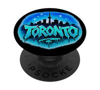 Toronto, skyline della città, graffiti, ghiaccio, lettere, cielo stellato, blu PopSockets PopGrip Adesivo