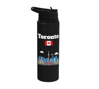 Toronto, souvenir, toronto, skyline città, canada, bandiera canada Stainless Steel Insulated Water Bottle