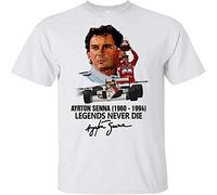 torr ames Ayrton Senna 1990-1994 Legends Never DIEE T-Shirt White for Men S