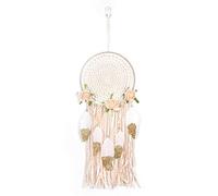 TORR Piume di Fiori Tessuti Acchiappasogni Boho Macramé Ciondolo Acchiappasogni fai da te Campane a Vento Arte della Parete Decorazione di Nozze