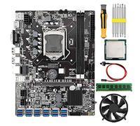 TORR Scheda madre per Mining B75 BTC G530/G630 CPU + 8G DDR3 RAM + Ventola + Cacciavite + Interruttore di Linea 12 USB3.0 GPU Slot LGA1155 DDR3 SATA3.0