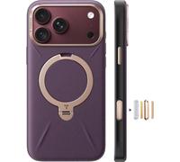 TORRAS Ostand Q3 VegSkin Custodia per iPhone 18 Pro 18 Pro Bordeaux | Pelle di silicone resistente, supporto magnetico invisibile a 360°, elegante struttura in pelle, tocco della pelle di qualità