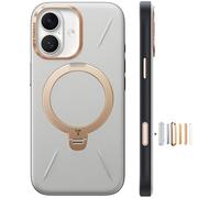 Torras Ostand Q3 VegSkin per iPhone 17 Custodia (Silicone Pelle Sostenibile) (Supporto Magnetico Invisibile a 360°) Custodia Premium con Texture di Pelle Elegante Bianca