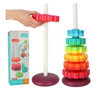 Torre arcobaleno con anelli dentati - gioco a incastro a spirale per bambini 12 mesi+