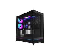 MONTECH HS02 PRO, Case per PC ATX Mid-Tower, PC da gioco, ad alto flusso d'aria, layout reversibile, robusto pannello frontale in vetro temperato curvo, 5 ventole ARGB PWM preinstallate, design a