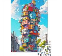 Torre Colorata Puzzle 1000 Pezzi Carta per Adulti Strada della Città Gioco di Puzzle 1000 Pezzi Decorazione Relax 70x50cm/1000pcs