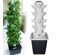 Torre Da Giardino Idro-ponica A 5/6 Piani, Siste-ma Di Piantagione Idropo-nica, Coltivazione Fuori Suolo A Colonna, Con Pompa Idratante + Serbatoio Dell'Acqua Da 10L, Per Erbe, Frutta, Verdura,25Holes