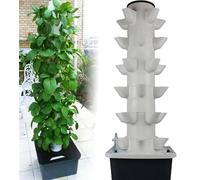 Torre Da Giardino Idro-ponica A 5/6 Piani, Siste-ma Di Piantagione Idropo-nica, Coltivazione Fuori Suolo A Colonna, Con Pompa Idratante + Serbatoio Dell'Acqua Da 10L, Per Erbe, Frutta, Verdura,30Holes