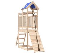 Torre da gioco in legno di pino massiccio con struttura da arrampicata, scivolo, sabbiera e altalena per bambini, parco giochi all'aperto in legno robusto per giardino