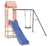 Torre da gioco in legno massiccio Douglasie con scivolo ondulato, altalena singola e sabbiera, struttura da arrampicata per bambini in giardino, robusta casetta in legno per bambini piccoli