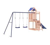 Torre da gioco in legno massiccio Douglasie con scivolo ondulato e doppia altalena, struttura da arrampicata con sabbiera, scala, dispositivo da gioco in legno resistente alle intemperie, per bambini