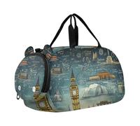 Torre D'arte Borsa Sportiva da Nuoto e Palestra con Scomparto per Scarpe Borsa da Viaggio per Il Fine Settimana Borsone per Ragazzi Londra