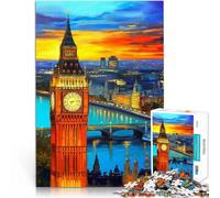 Torre del Big Ben Puzzle 1000 pezzi per adolescenti Giocattoli che creano dipendenza e sfidano l'intelligenza del cervello con poster abbinato e foglio di quiz 38x26cm