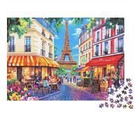 Torre della Città di Parigi Puzzle 1000 Pezzi Carta per Adulti Strada del Caffè Notturno Puzzle per Adulti Relax Interazione Decorazione Casa 70x50cm/1000pcs