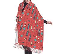 Torre dell'orologio britannica Gran Bretagna Cappello da gentiluomo Ombrello Tè pomeridiano Scialli Uomo Donna Sciarpe morbide calde, Scialle di Pashmina Avvolge Scialle lungo caldo Sciarpe con frang