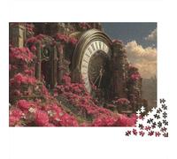 Torre dell'orologio Steampunk, puzzle da 1000 pezzi, tunnel floreale con meccanismo a orologeria, giochi educativi per adulti, bellissima decorazione, difficile, 70x50 cm